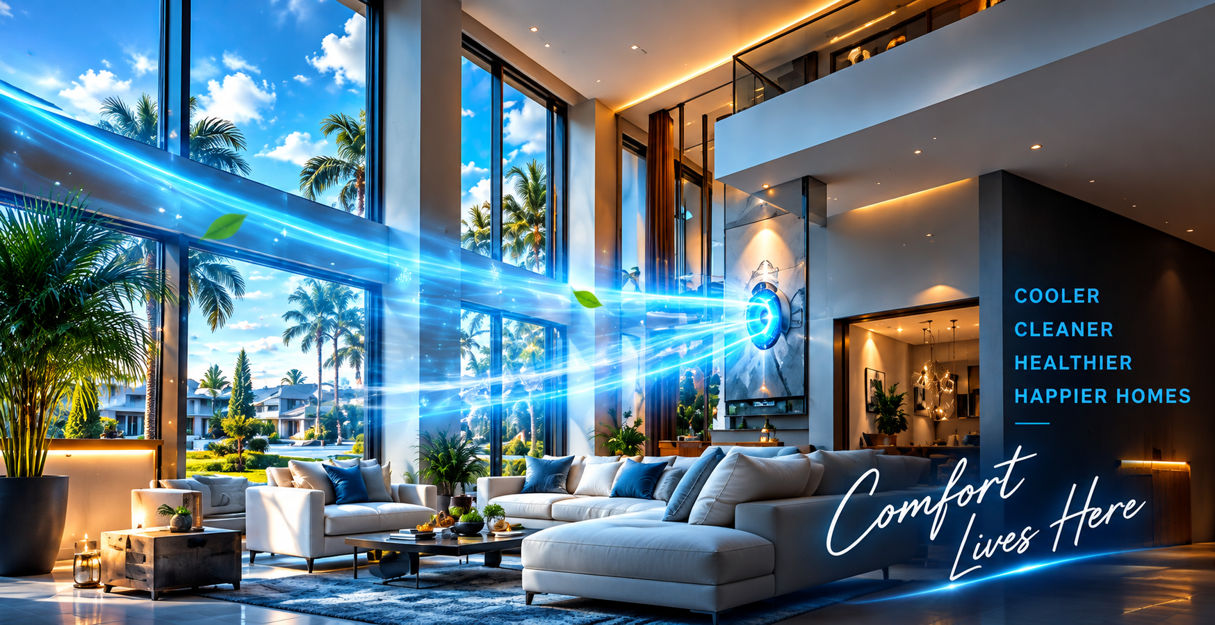 Luxury home with futuristic cooling airflow